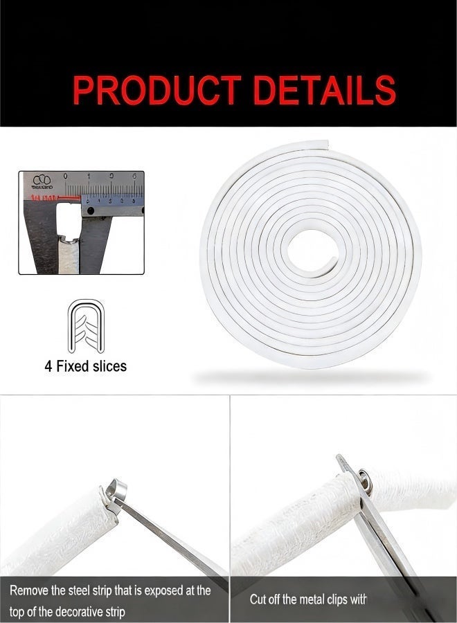 5m Car Door Edge Guards white – Rubber, No Glue, U-Shaped, Built-in Metal Clips, Fits Most Vehicles, Fade-Resistant, Scratch- and Chip-Resistant – Reduces Dings in Parking Lots - Image 2
